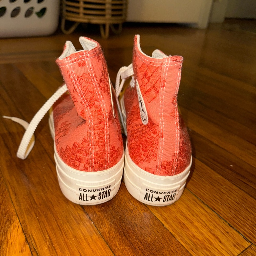 High Top Platform Orange Patterned Converse - image 3